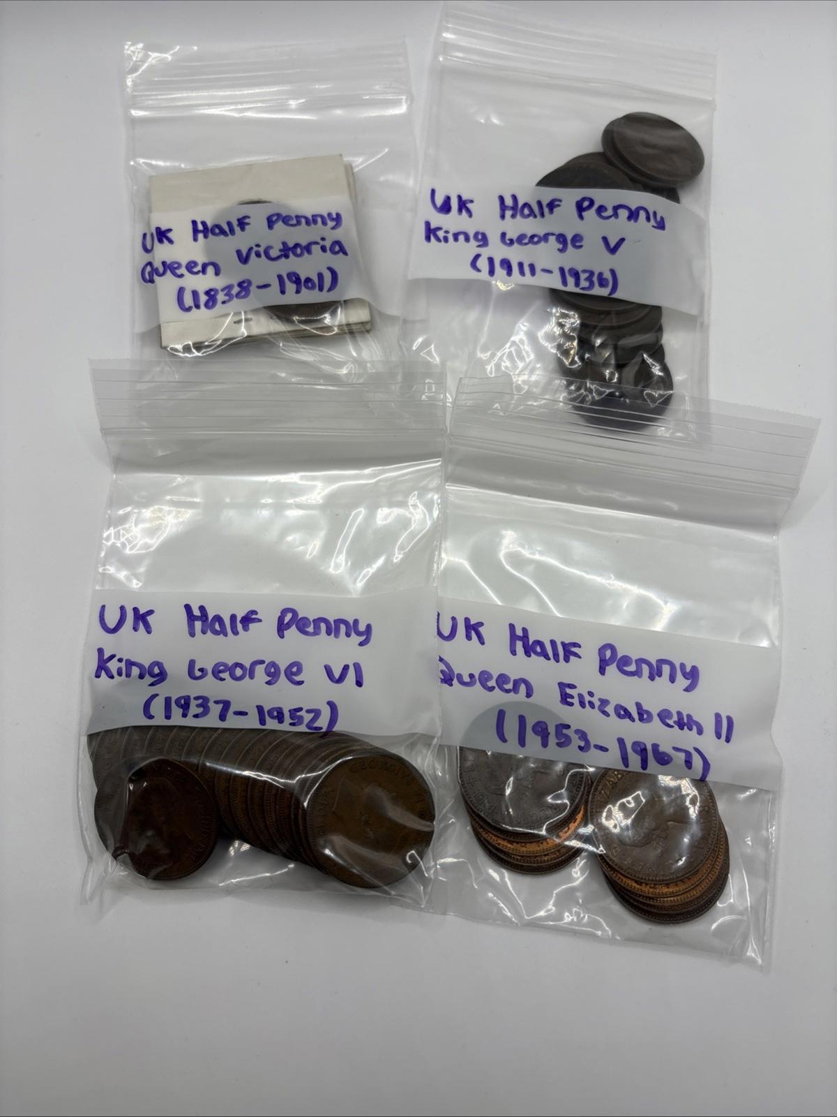 UK Half Penny 1838-1967 Lot