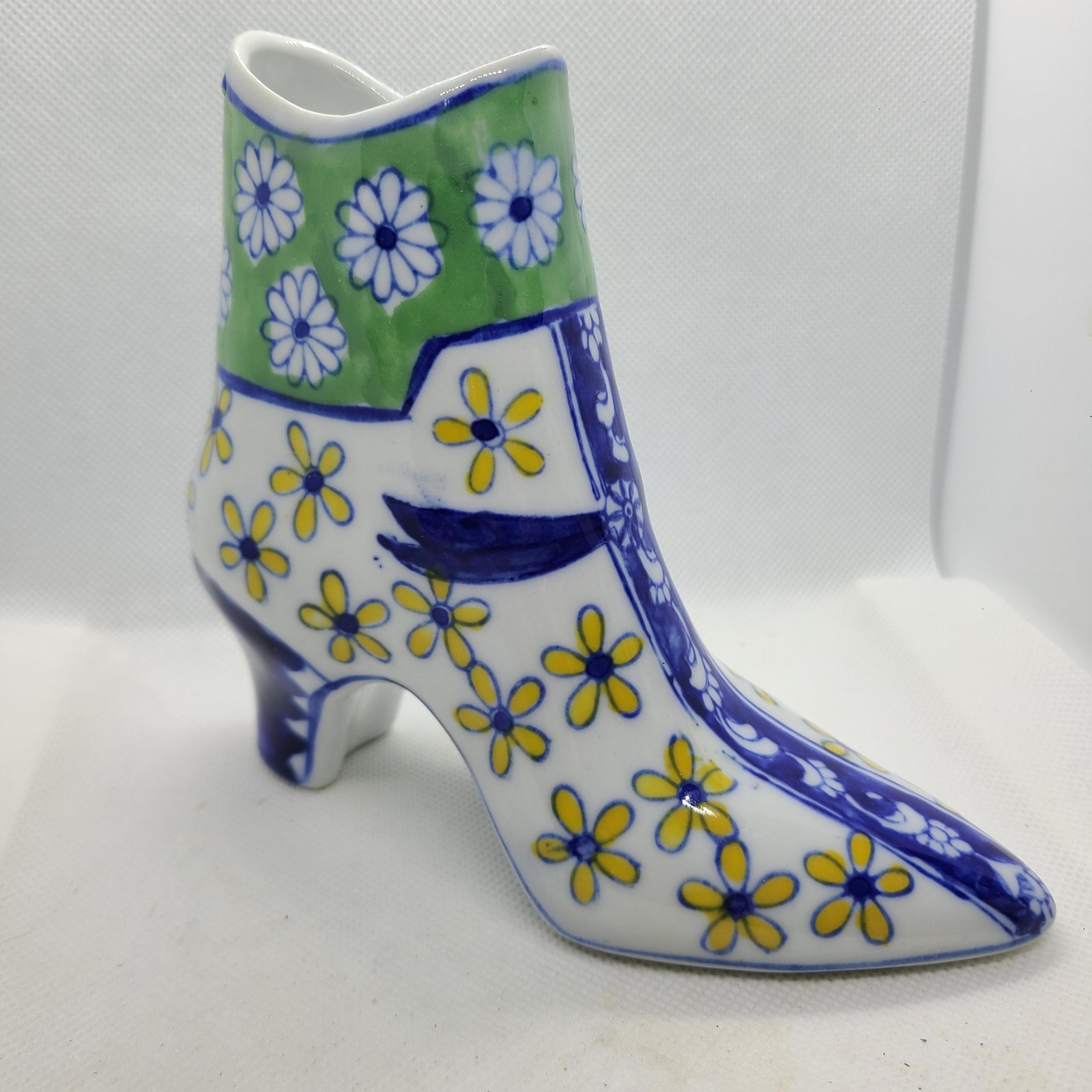 Vintage Seymour Mann China floral Fine Porcelain Heeled Shoe Planter/Vase