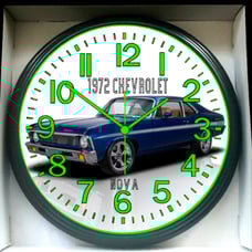 1972 Chevrolet Nova Chevy Nova Garage Shop Glow In The Dark Wall Clock New!