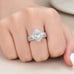 925 Sterling Silver Triple Layer Simulated Oval Cut Wedding Diamond Band Ring