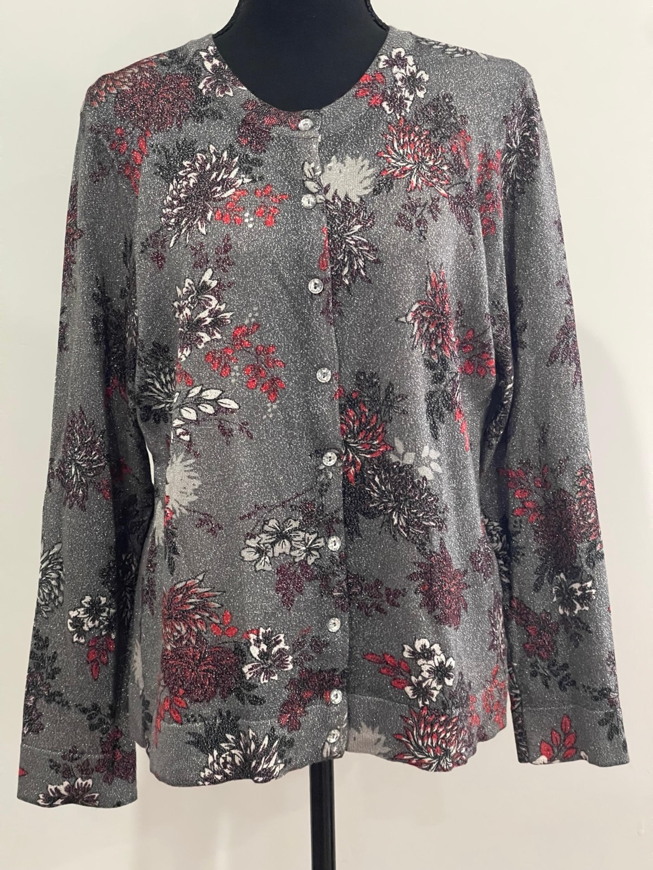 Charter Club L Floral Metallic Cardigan 002