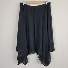 Lauren Ralph Lauren Skirt Womens M Black Floral Gauze Embroidered Peasant Boho