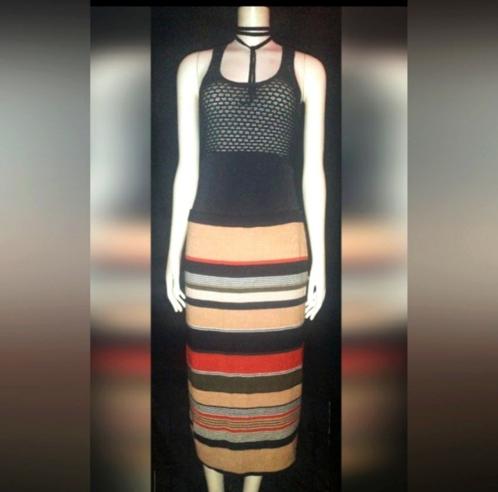 Spense Maxi Multicolored Striped Skirt