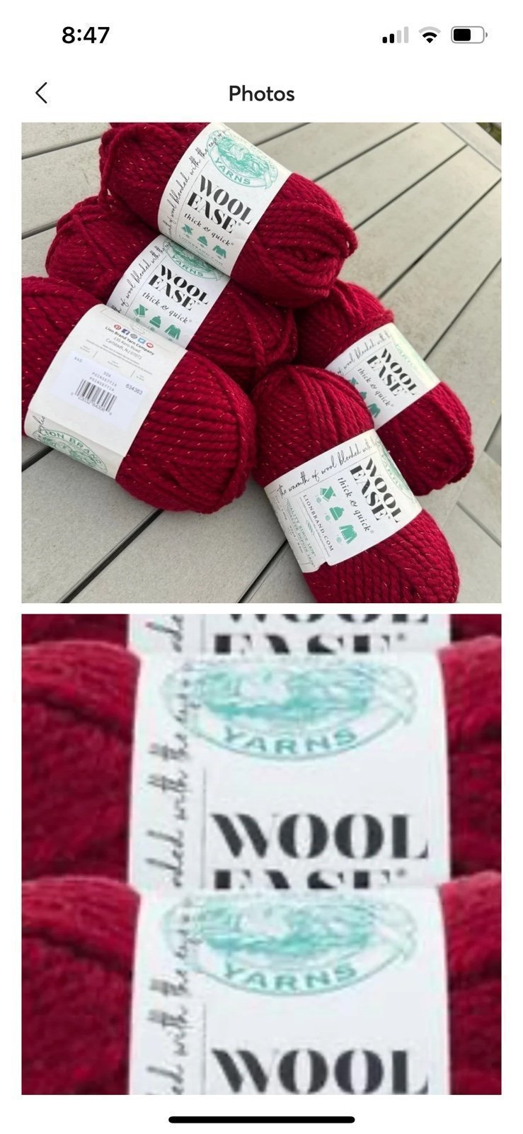 Lion Brand yarns wool ease Red poinsettia lot of 9 skeins