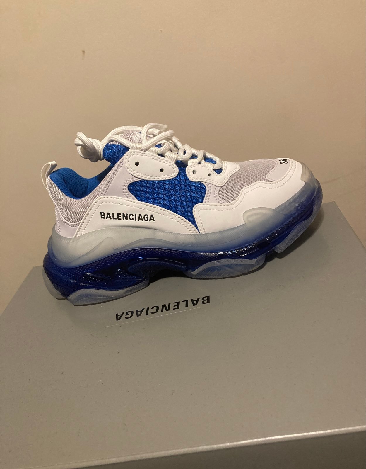 Balenciaga Triple S Clear Sole white/Blu