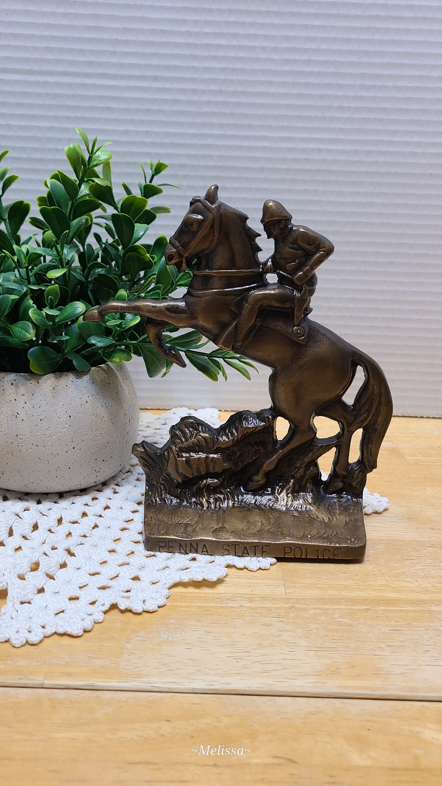 Vintage 1940's Penna State Police Horseback Doorstop/Bookend Brass / Bronze