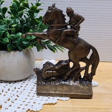 Vintage 1940's Penna State Police Horseback Doorstop/Bookend Brass / Bronze