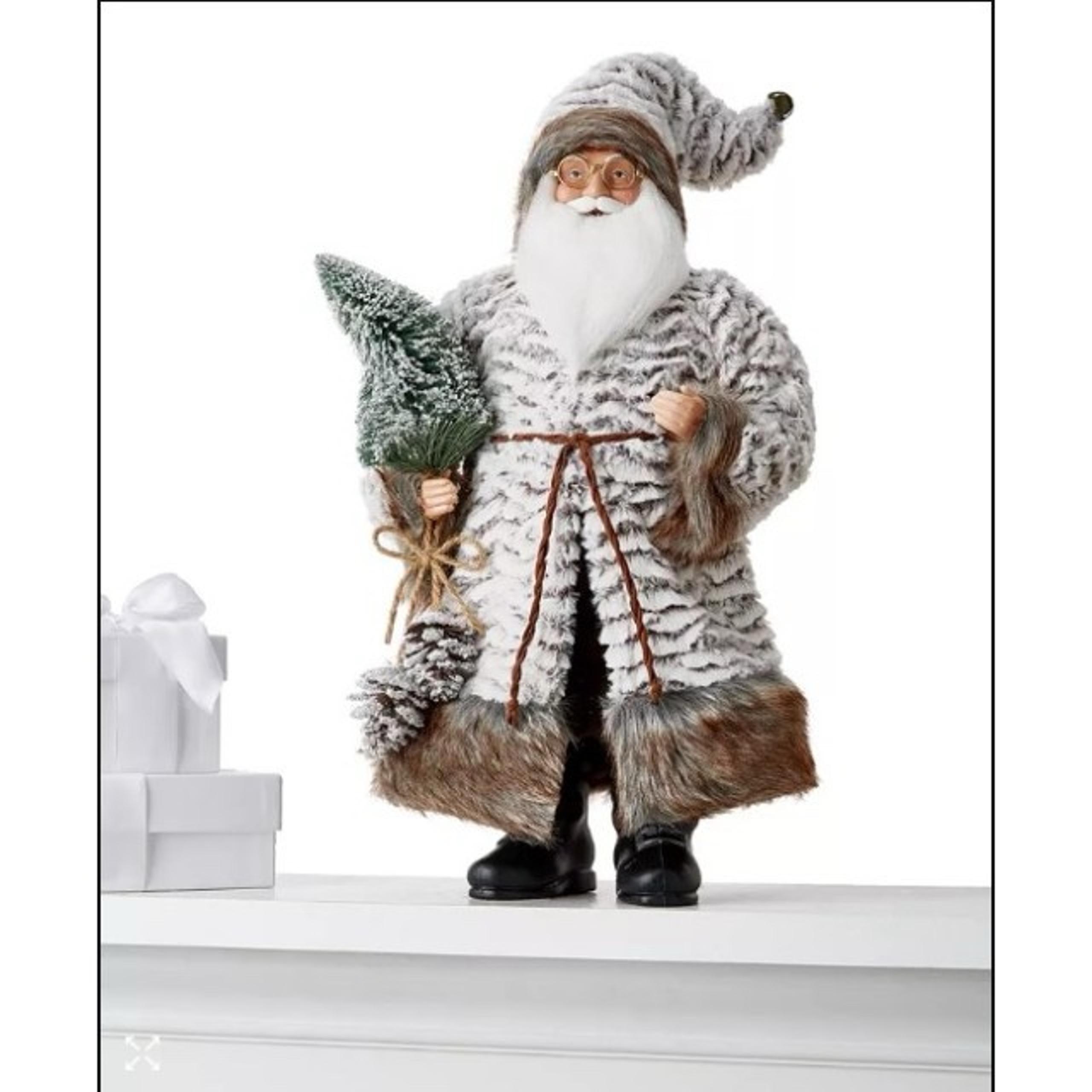Holiday Lane Cozy Christmas 18"H Fabric Standing Santa with Tree