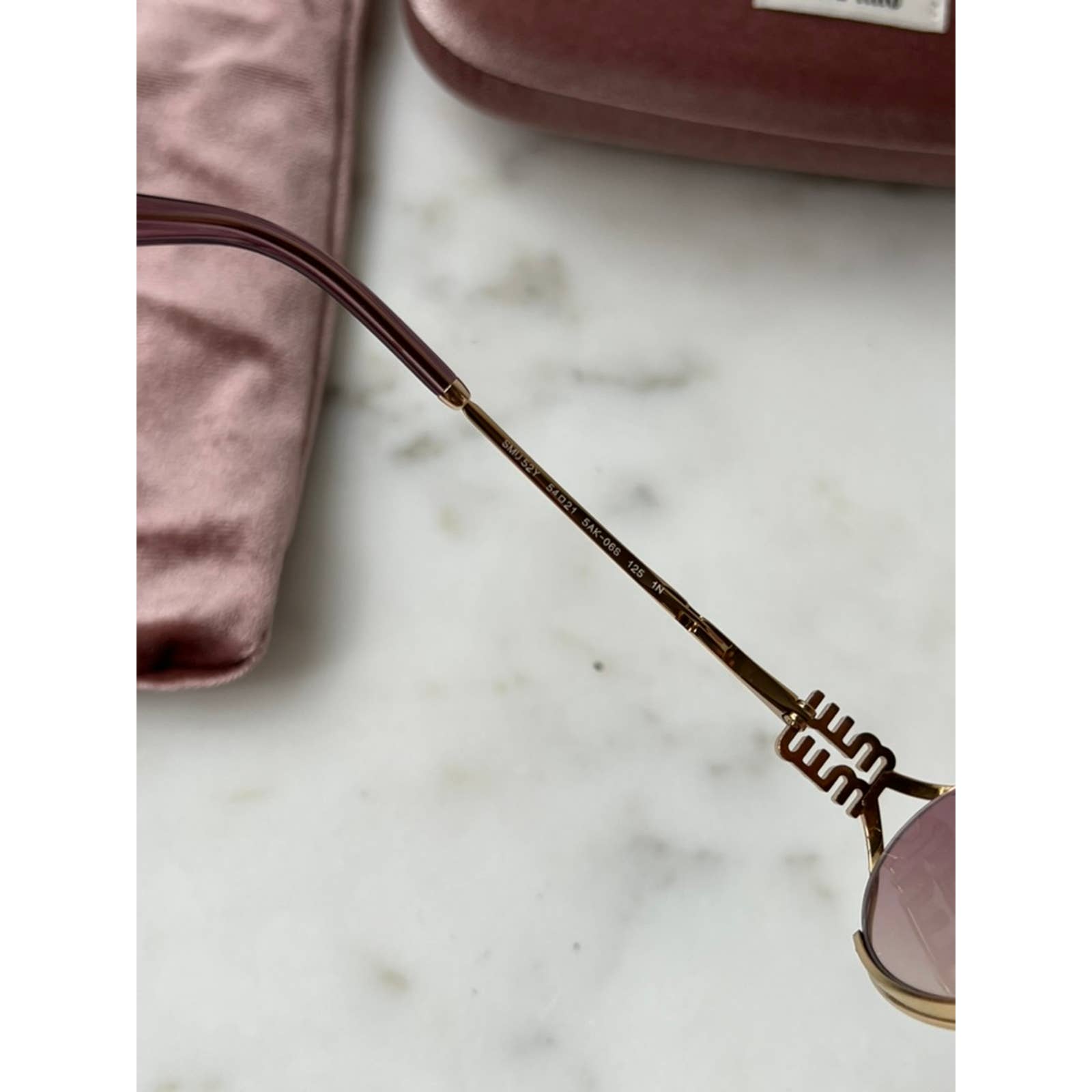 NEW Miu Miu MU52YS Pink Gold Metal Sunglasses Sunglasses