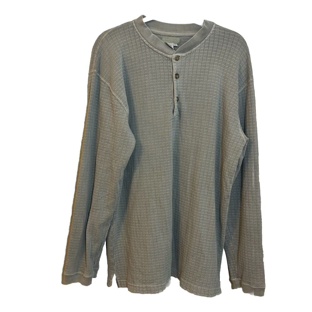 The Territory Ahead Mens Patterned Long Sleeve Gray Henley Large Shirt