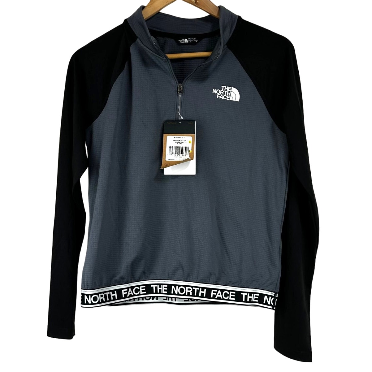 The North Face Girl's Reactor 1/4 Zip Thermal Top Gray and Black Size XL NWT