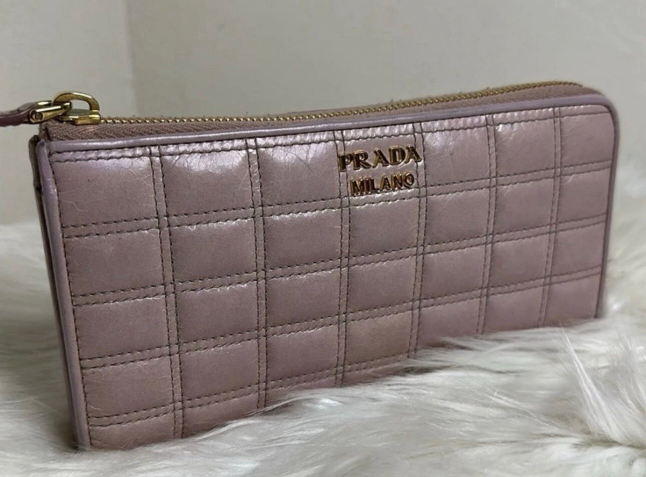100 % Authentic Prada Quilted Zipped Long Wallet