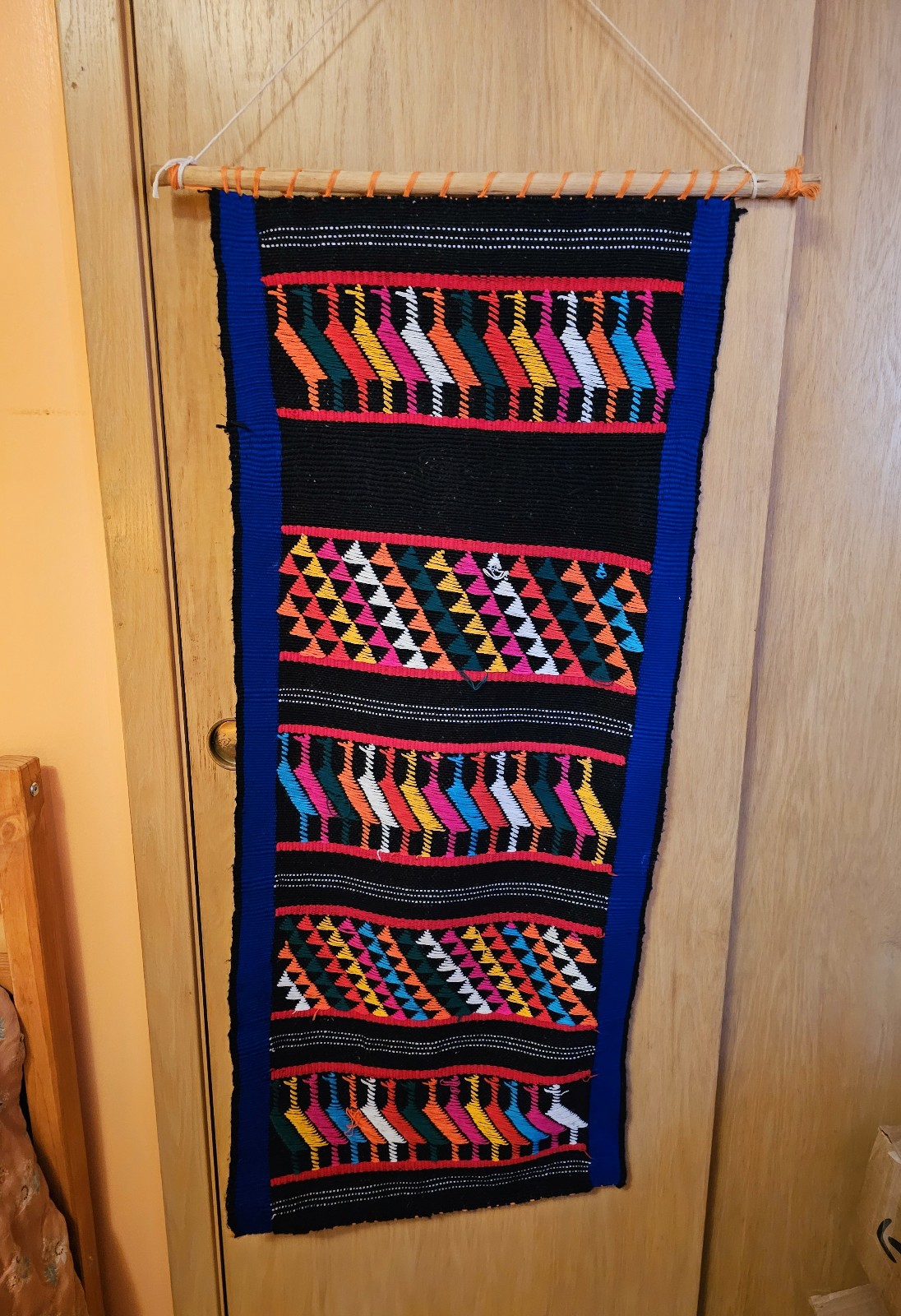 Hand Loomed Cotton Embroidered Guatemalan Textile Tzute Cloth Birds Corn Vintage