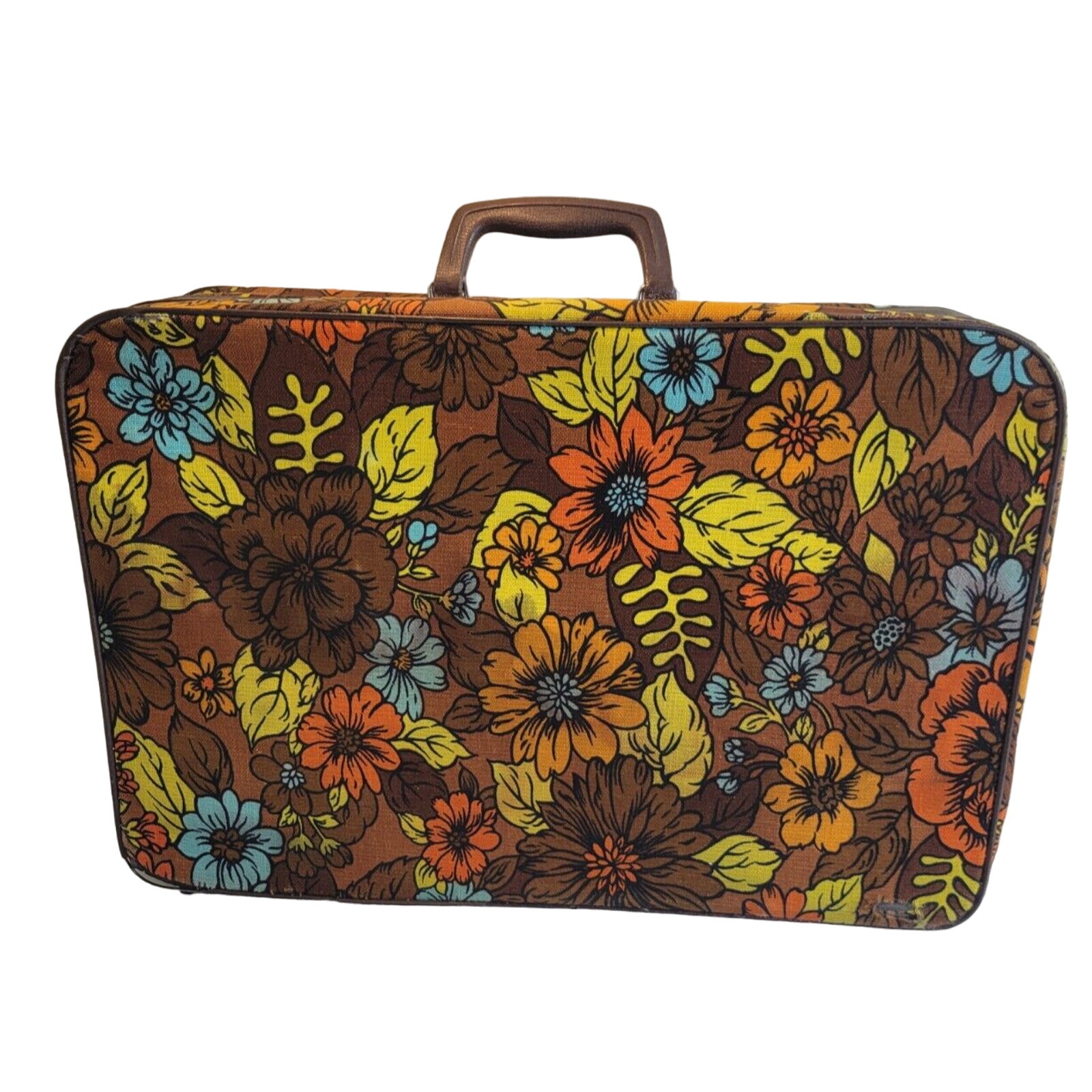 Vintage Bantam Zip Around Overnight Luggage Suitcase 60s 70s Floral 13 x20