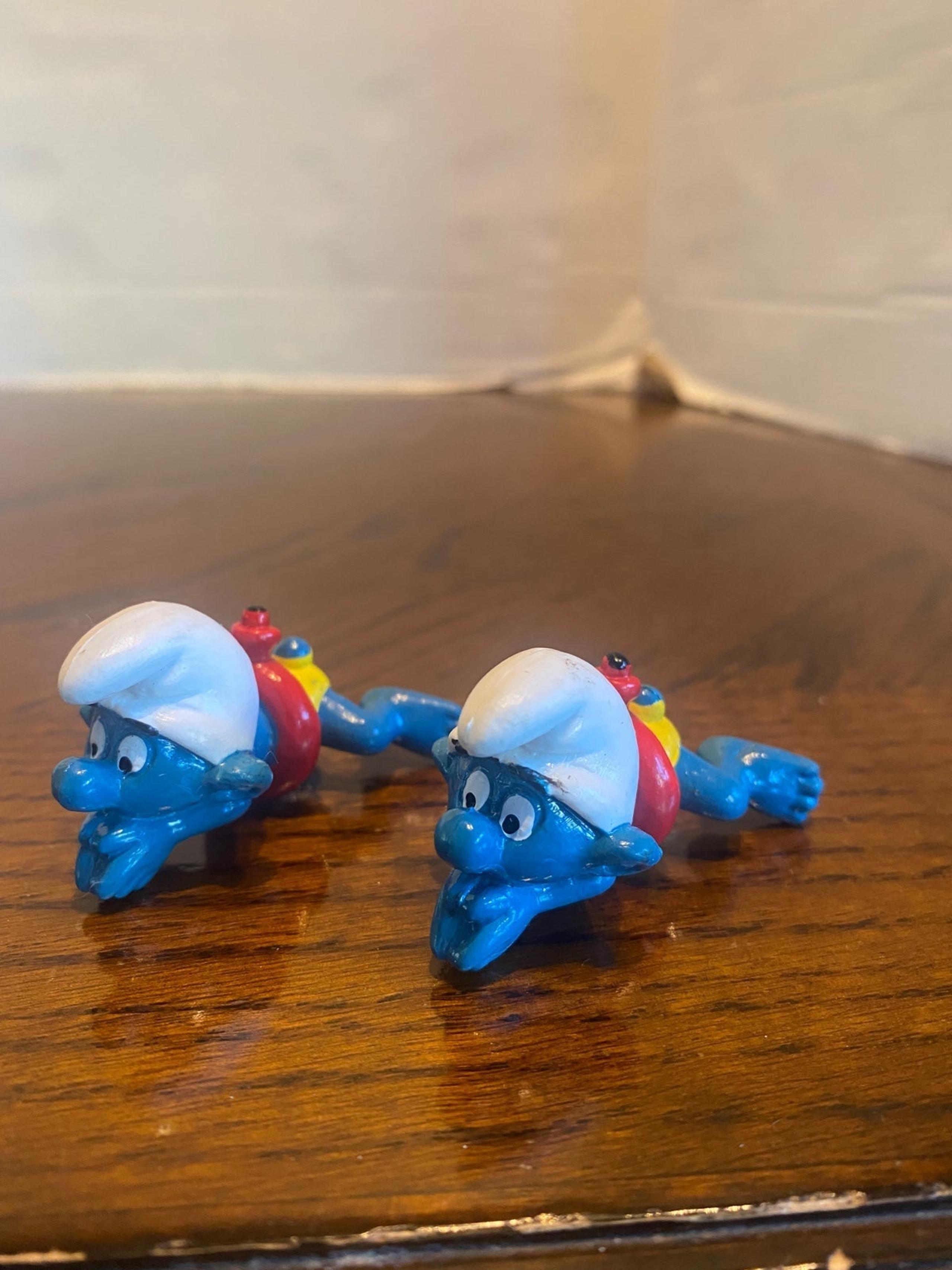 Vintage Smurfs Swimming Smurf 20025 Red Inner Tube Peyo Schleich Figure 1977