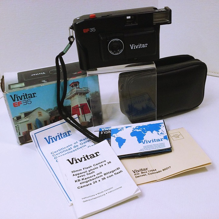 Vintage Bundle Vivitar EF-35 Flash Camera Open Box Case Manual Clean Untested