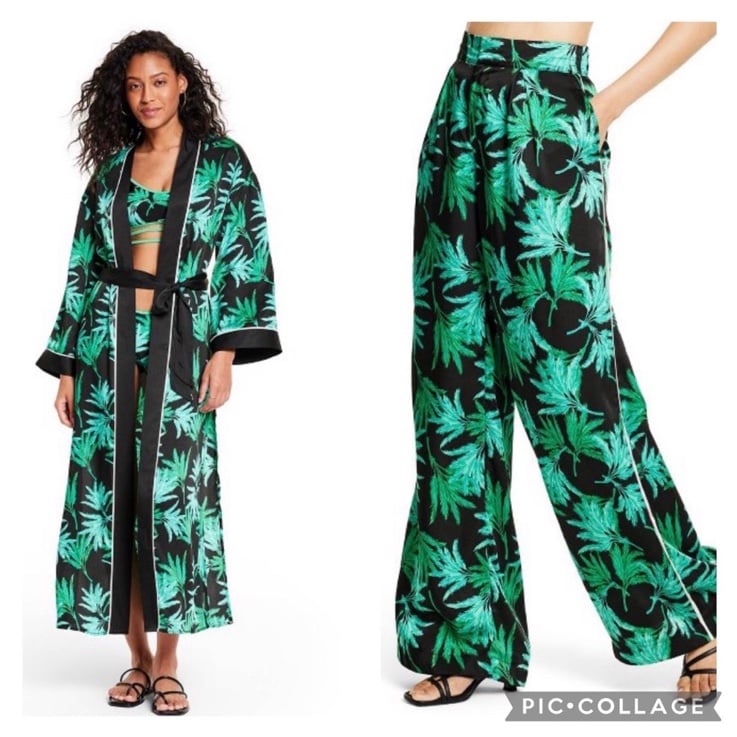 *SET* Fe Noel x Target Feathered Palm Print Dress & Pants - Small