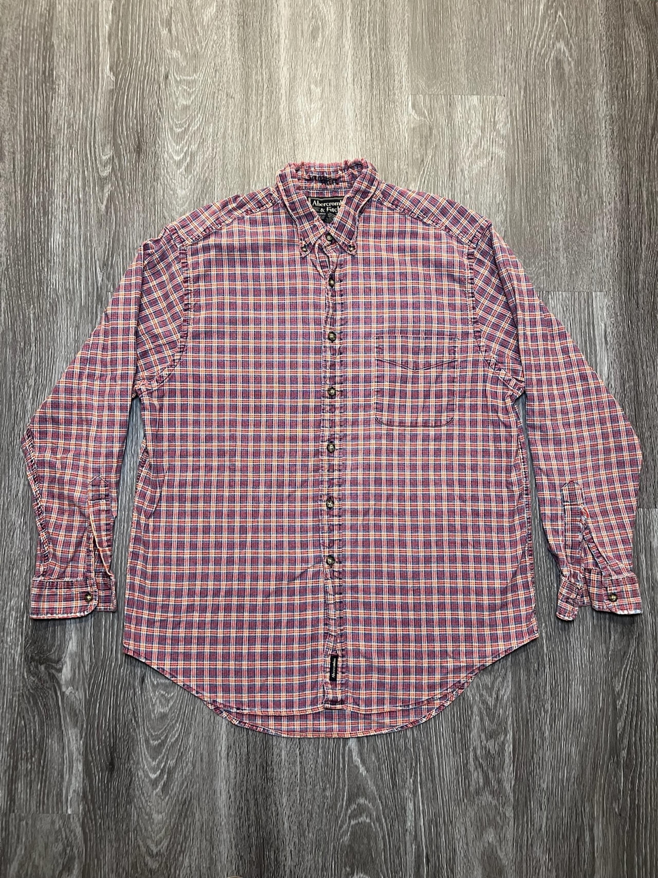 Abercrombie & Fitch men’s Vintage plaid long-sleeve button down shirt
