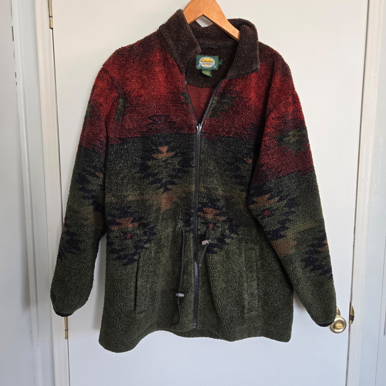 Vintage Cabela's Jacket Women's M Red Green Nature Outdoor Full Zip