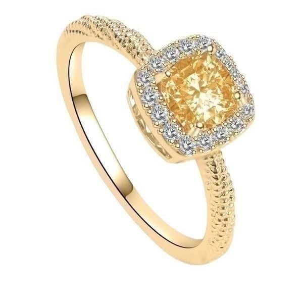 New 14K Gold Vermeil Lab Created Yellow Diamond Engagement Ring Size 9