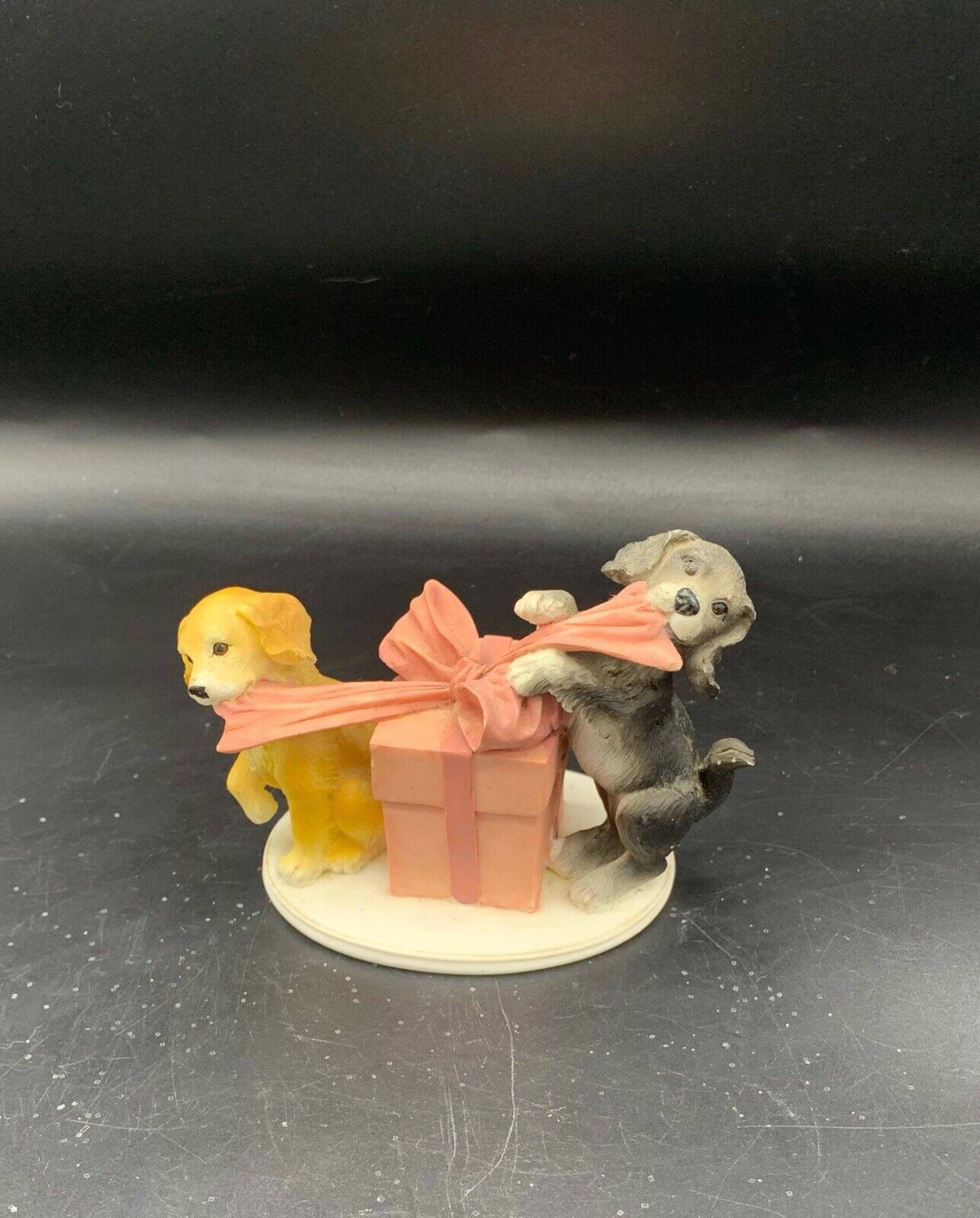 Home Interiors What's inside? Puppies Dogs with Present Christmas Gift Figurine