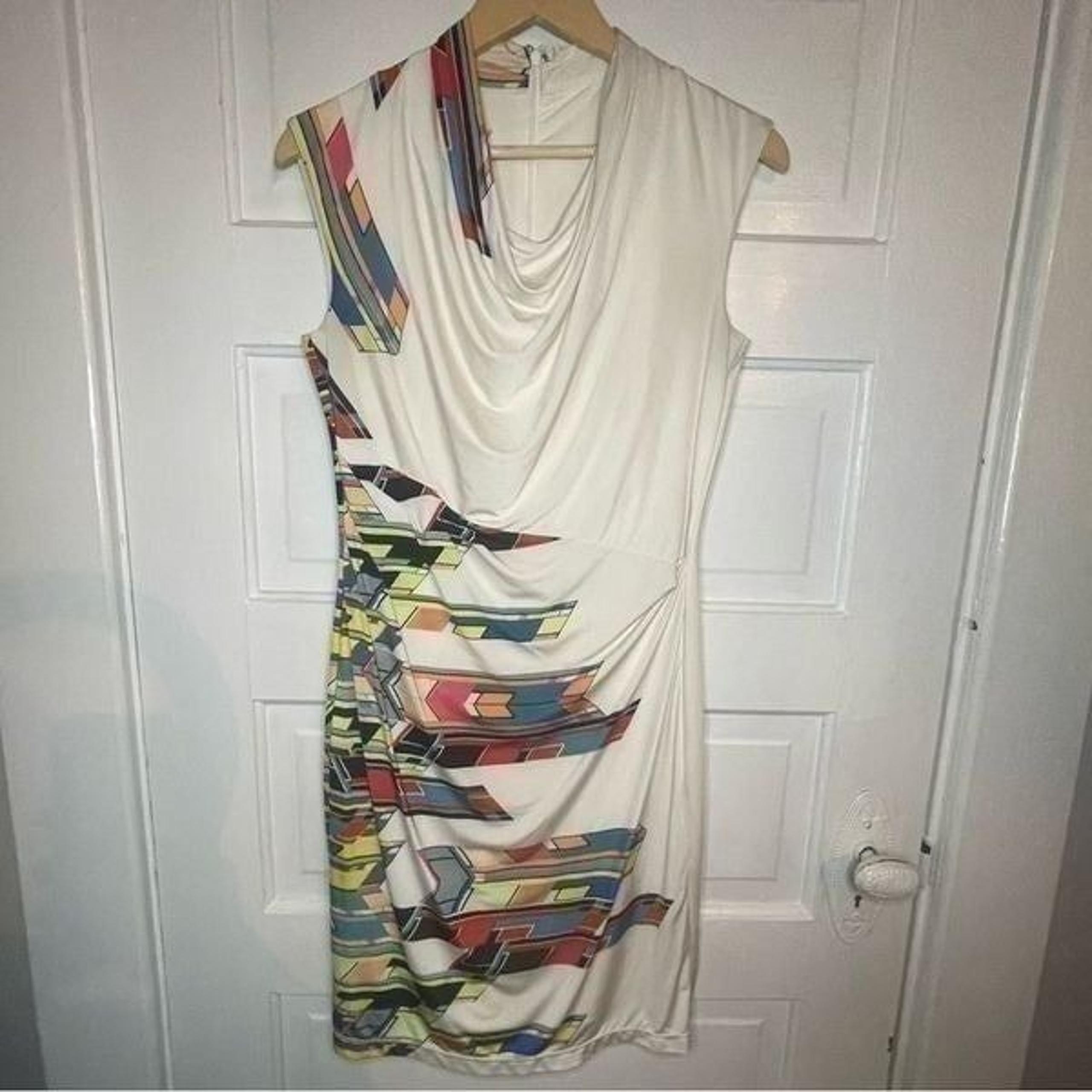 Phoebe Couture Abstract Print Lined Dress