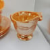 Set of 3 fire king peach lustre tea cups and saucers