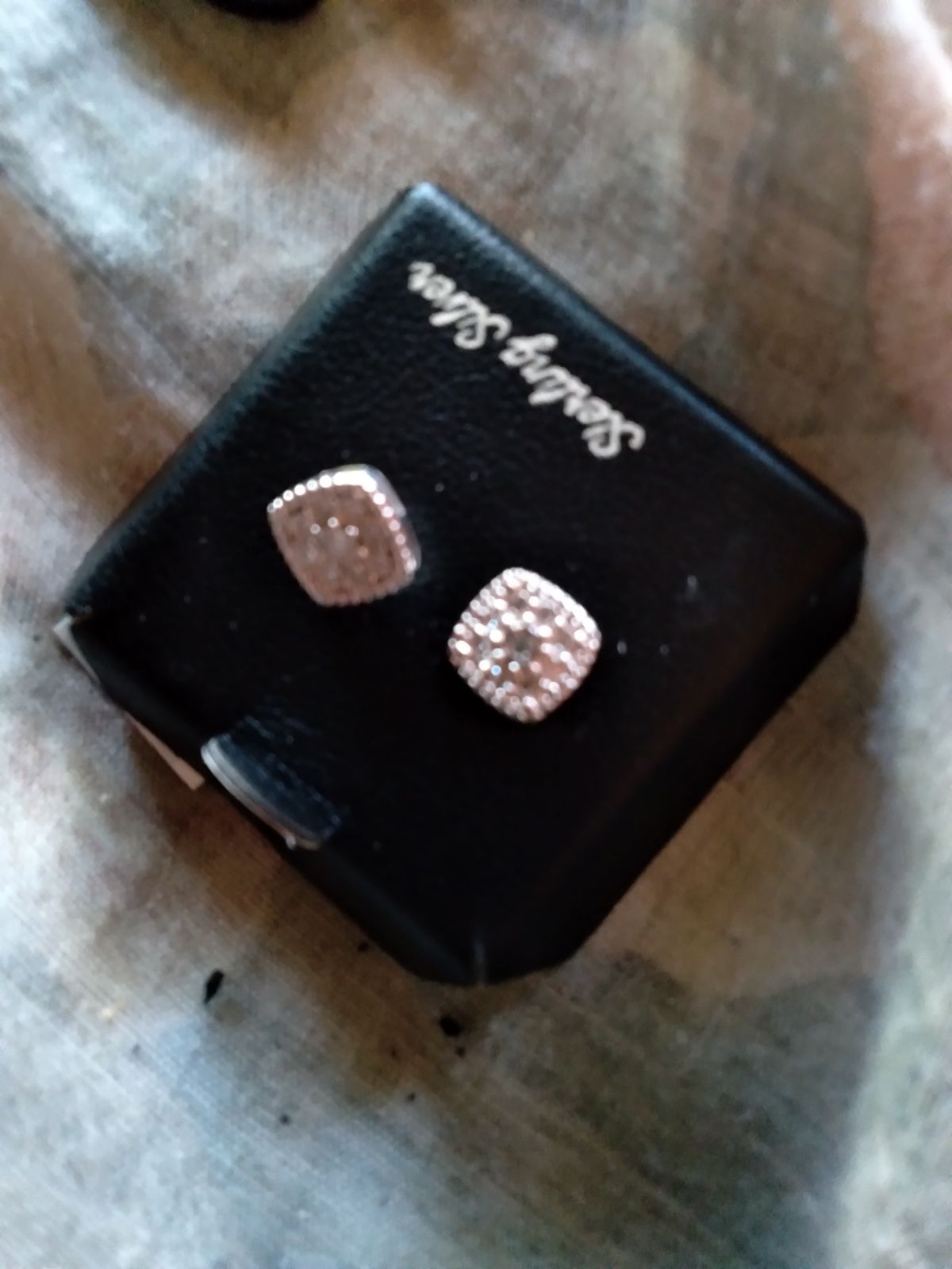 Sterling silver diamond earrings