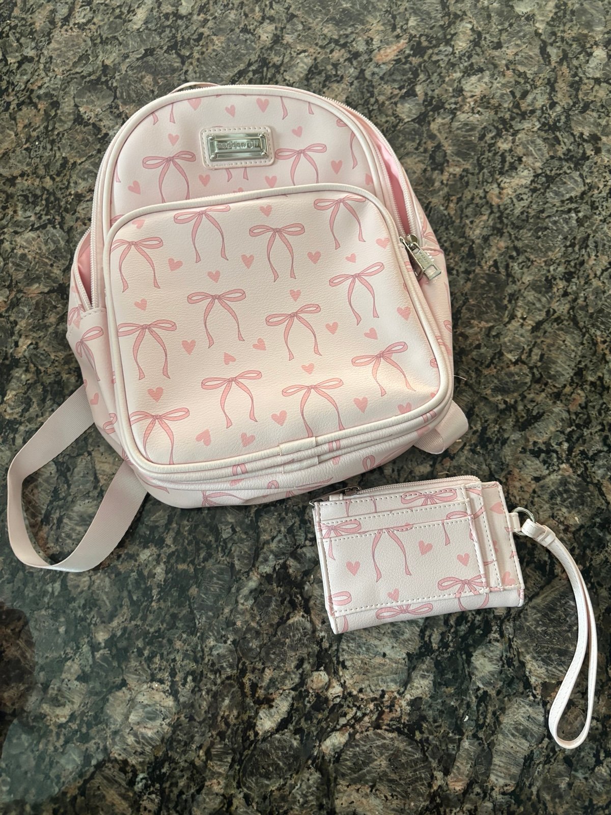Madden girl pink bow backpack and wallet