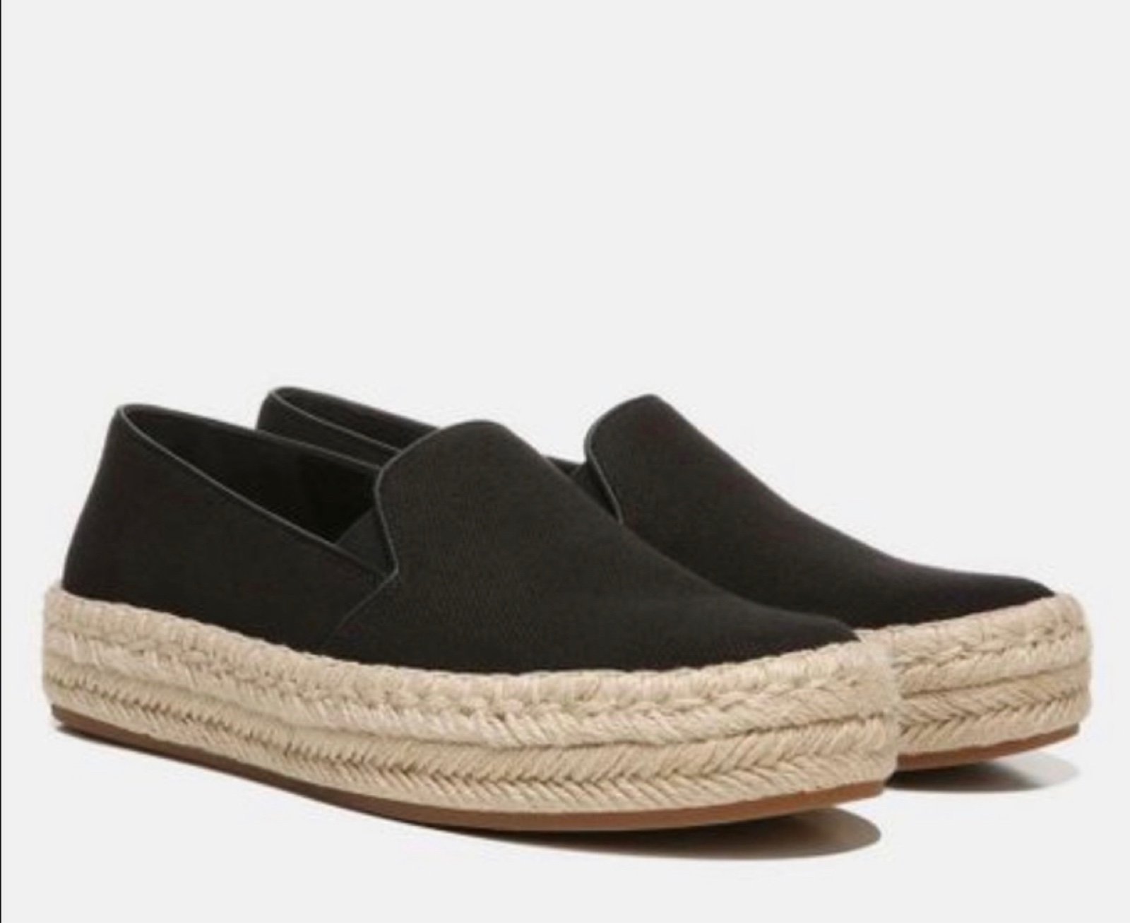 NEW Vince Upton Espadrille Black Canvas Platform Slip-On Loafer Size 5M