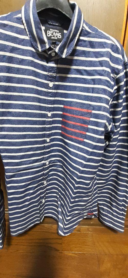 BEAMS Navy Striped Long Sleeve Shirt