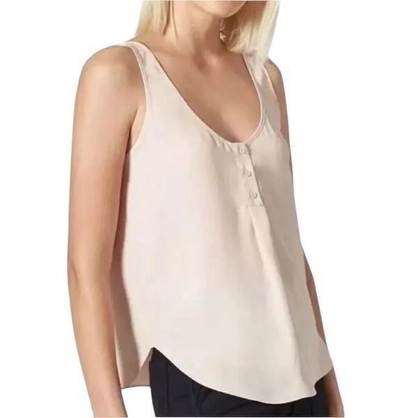 Joie Caelen Cream Blush Silk Scoop Neck Tank Blouse | Size XL