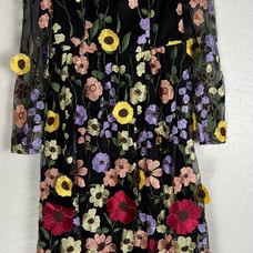 Lulus Impressive Blossom Black 3D Floral Embroidered Midi M Wedding Party 1381