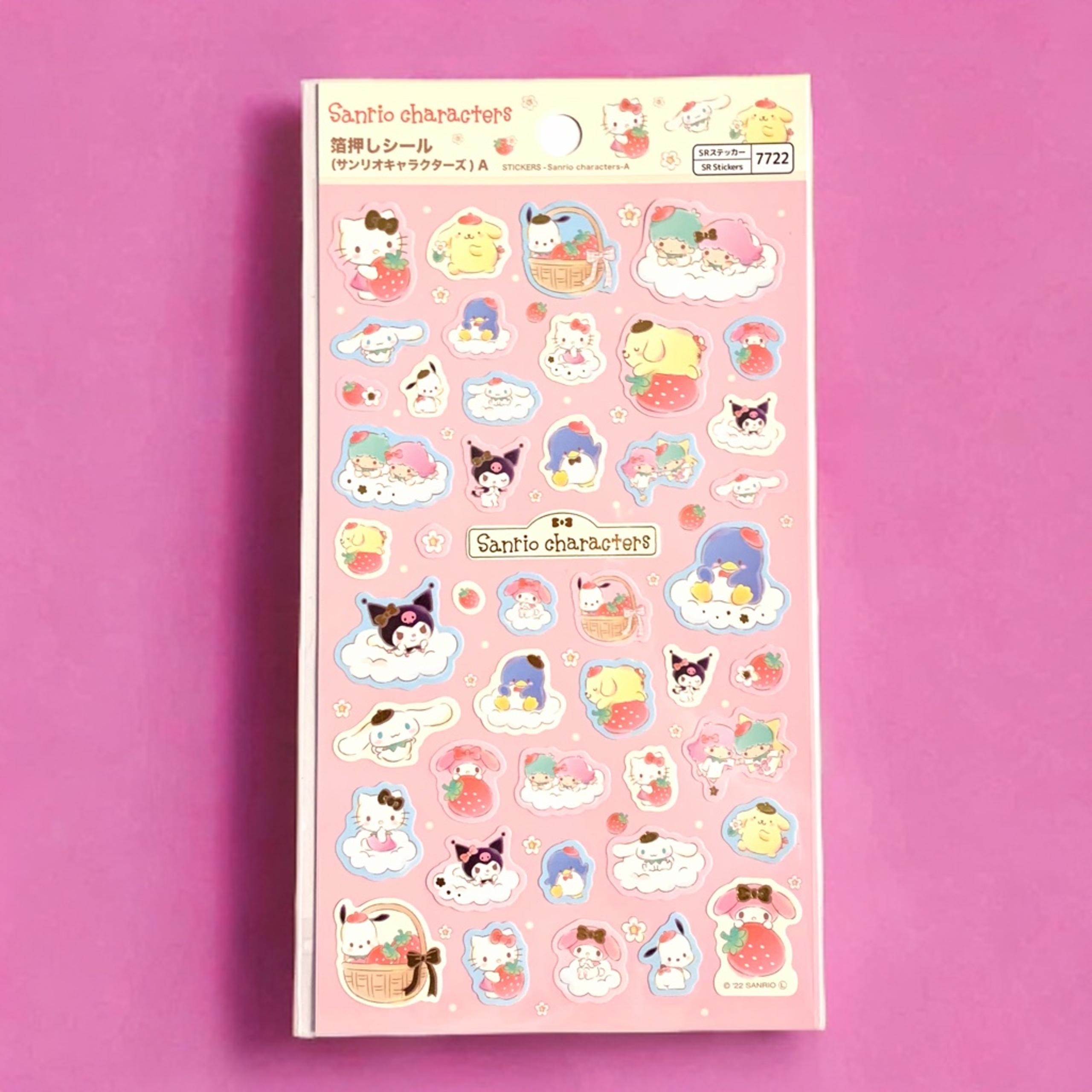 Sanrio Sticker Sheet - Kuromi My Melody Hello Kitty Twin Stars Gold Accents