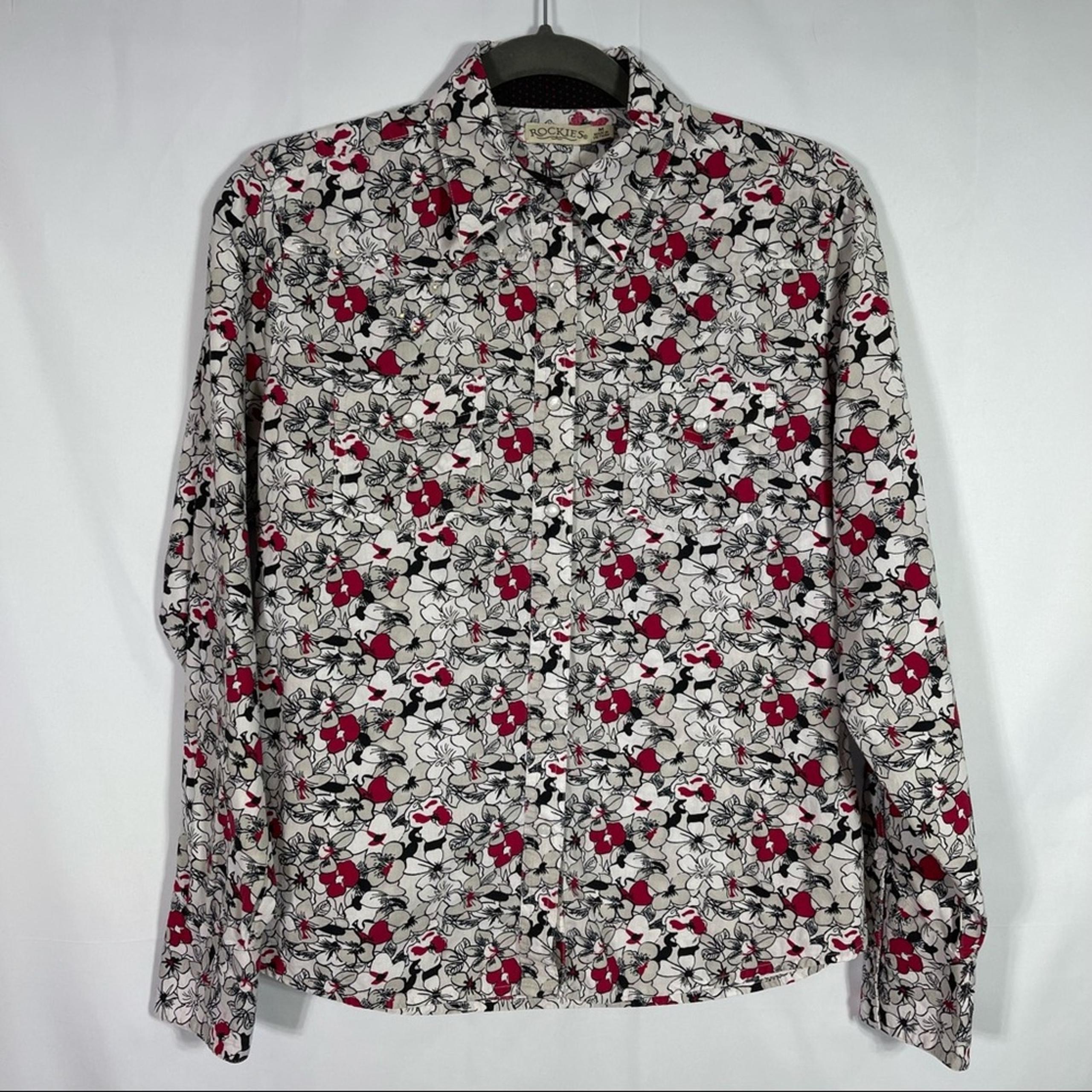 Rockies, Floral, Pearl Snaps Glitzy Shirt, Size Medium. Excellent condition!