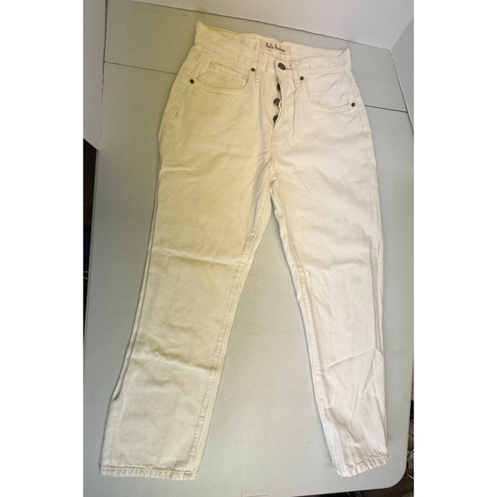 Nelle Atelier Claire Jean Womens 25 Pearl Cream Boyfriend Italian Denim