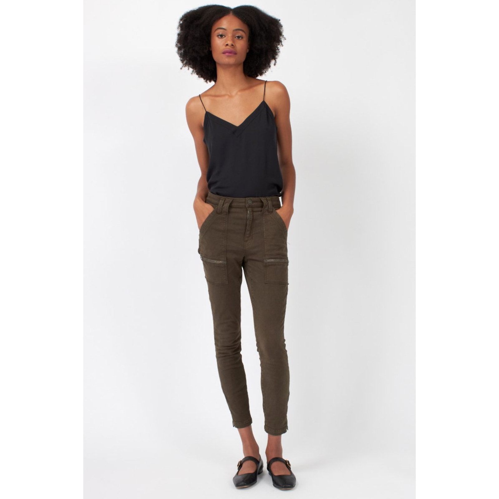 NWT Joie High Rise Park Skinny Ankle Pants Zip Ankles Fatigue Womens Size 23