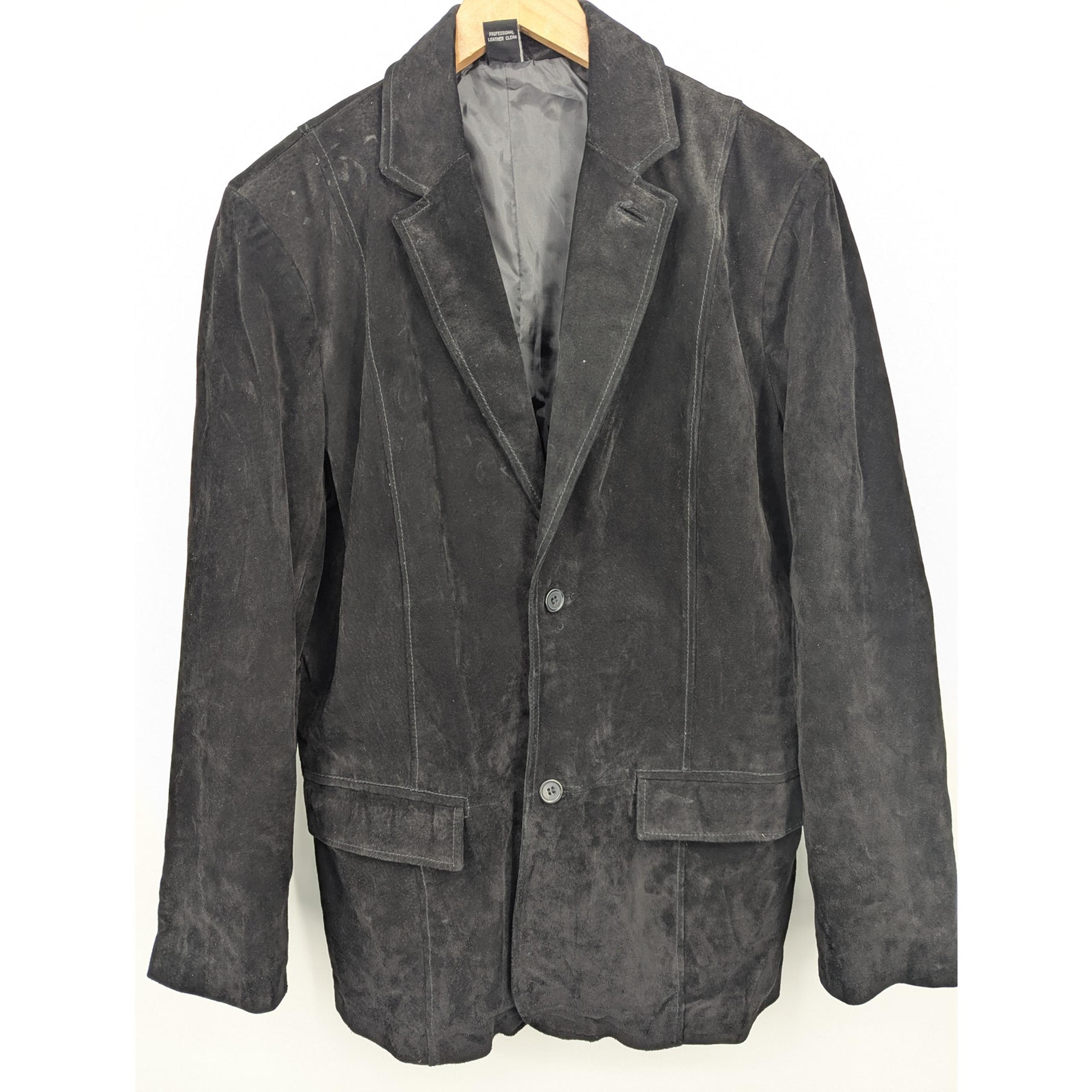 Cezani Genuine Suede Leather Blazer Men's Medium Two Button Classic Vintage Coat
