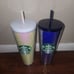 Starbucks Brand New Pink White & Iridescent Purple Sequin Venti Tumblers