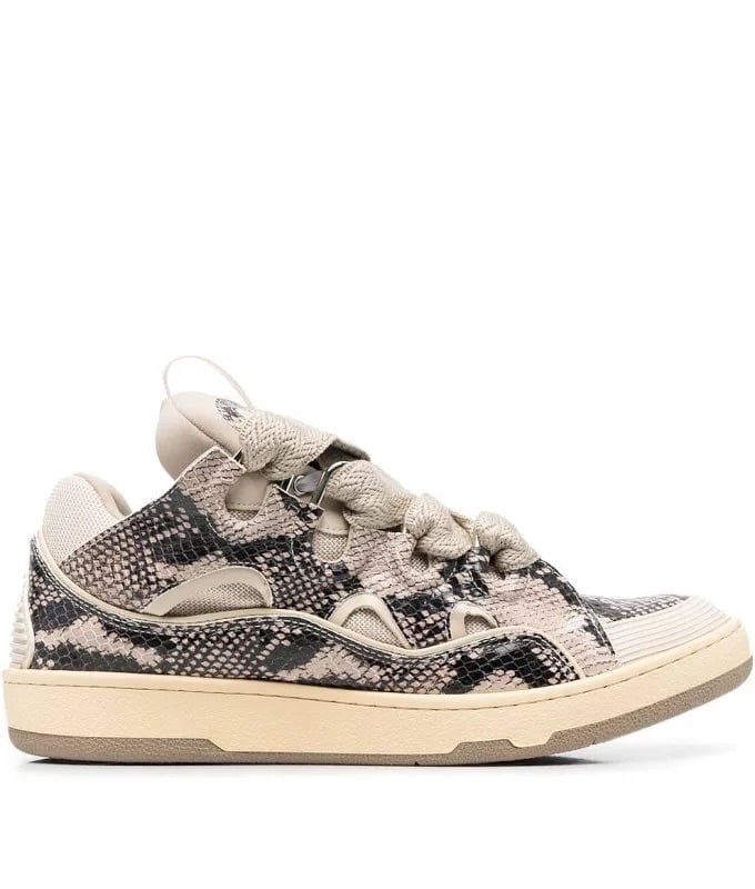 Lanvin Python-Print Curb Low-top Trainers