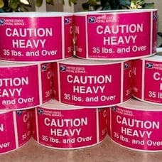 8 x 500 Count Rolls CAUTION HEAVY Shipping Labels Special Handling Vintage RARE