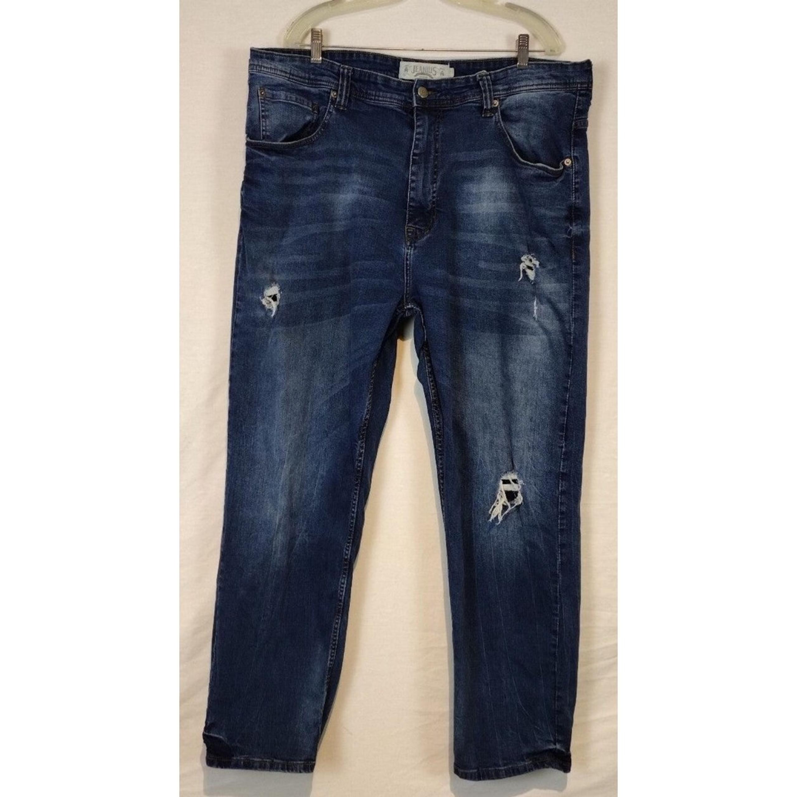 Jeanius By Akademiks  Distressed Relaxed Jeans 44x32 Blue