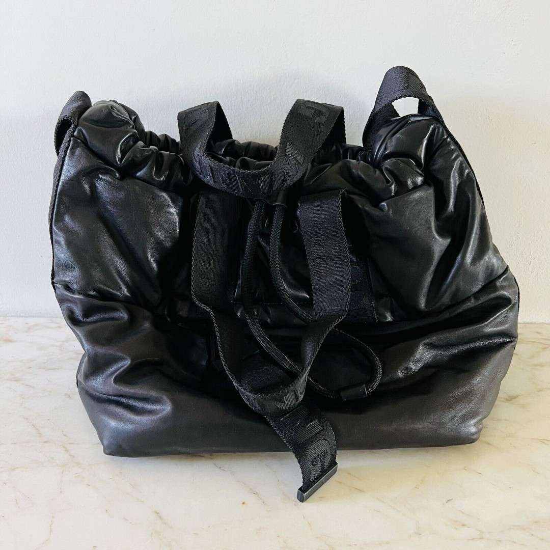 2014 ALEXANDER WANG x H&M Black Leather Drawstring Bucket Shoulder Bag