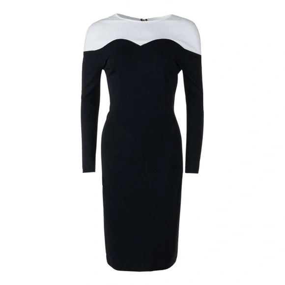 STELLA MCCARTNEY Black/White Scallop Heart Stretch Jersey Bodycon Dress Sz M