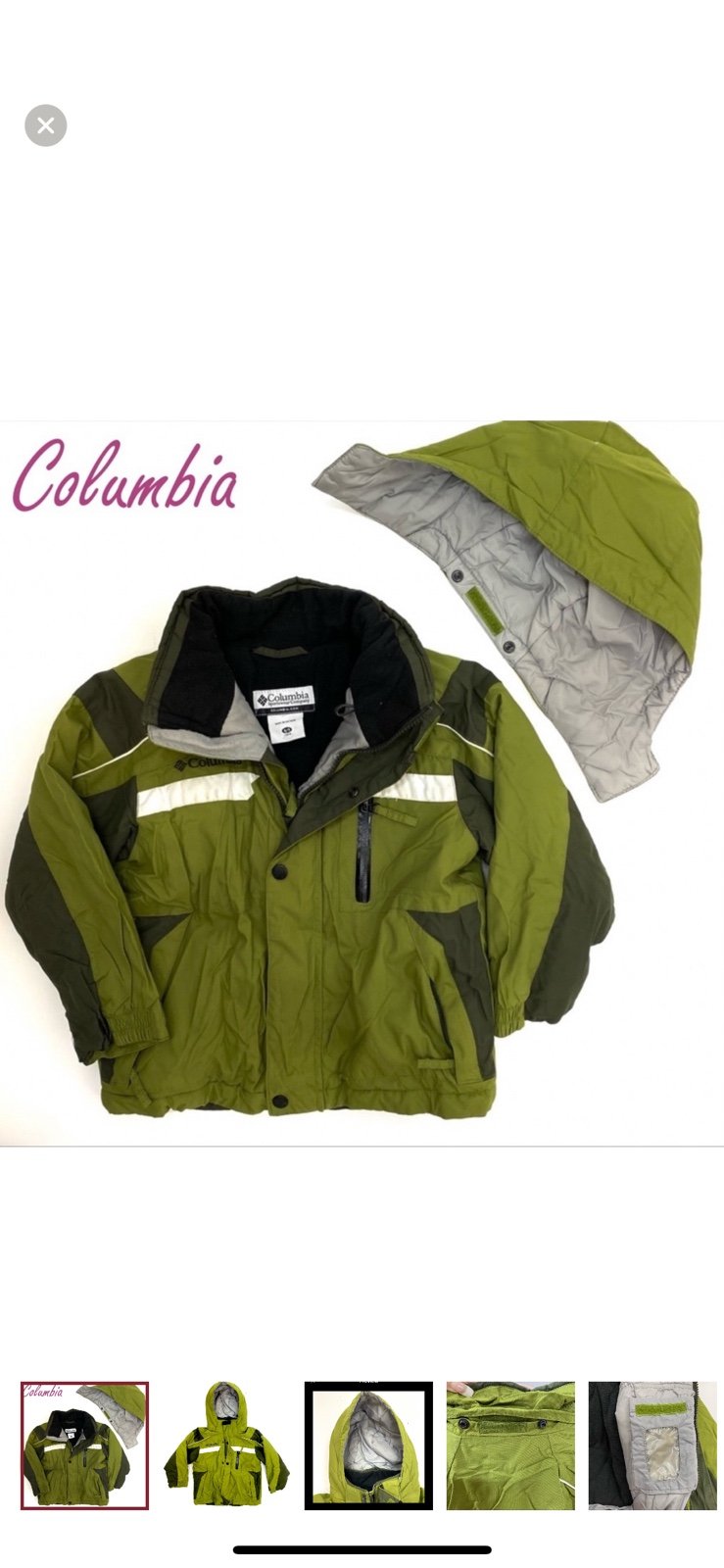 Columbia youth boys Green winter ski jacket