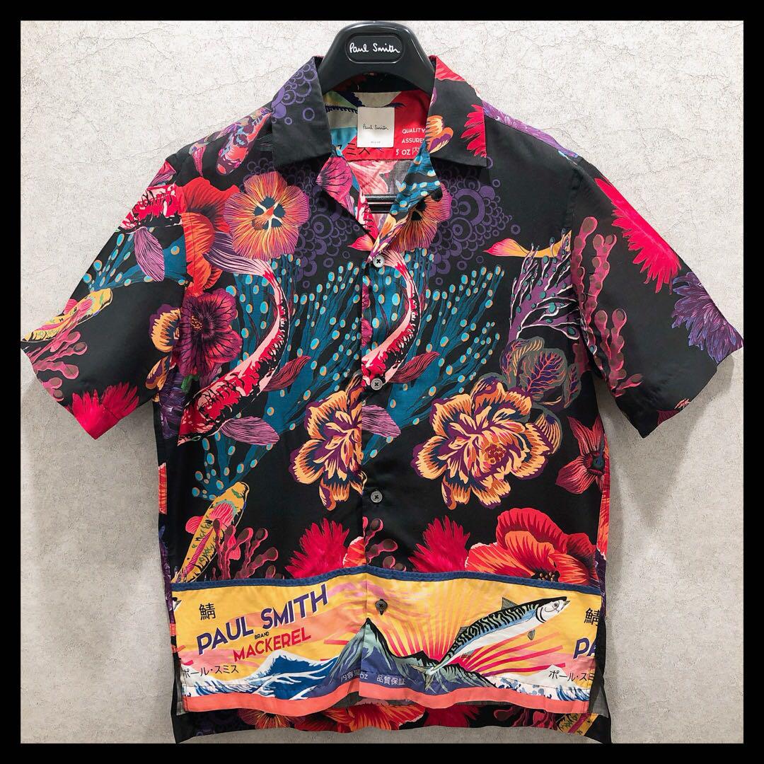 Paul Smith short-sleeved shirt, size M, floral pattern, red color.