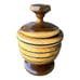 Vintage Turned Wood Vase Bowl Two-Toned Container with Lid Approx. 9” X 5.2”