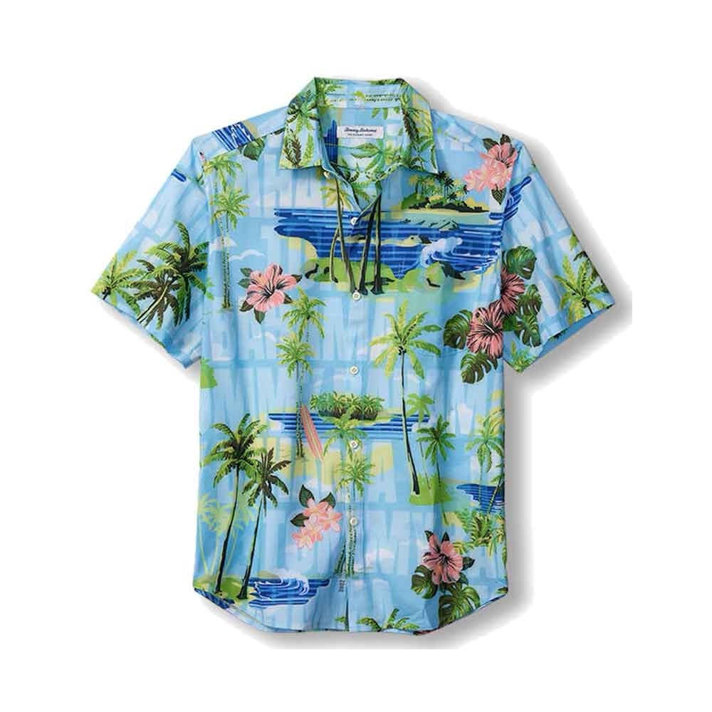 NWT Tommy Bahama IslandZone Bahama Coast Aqua Shores Camp Shirt - Infinity Pool