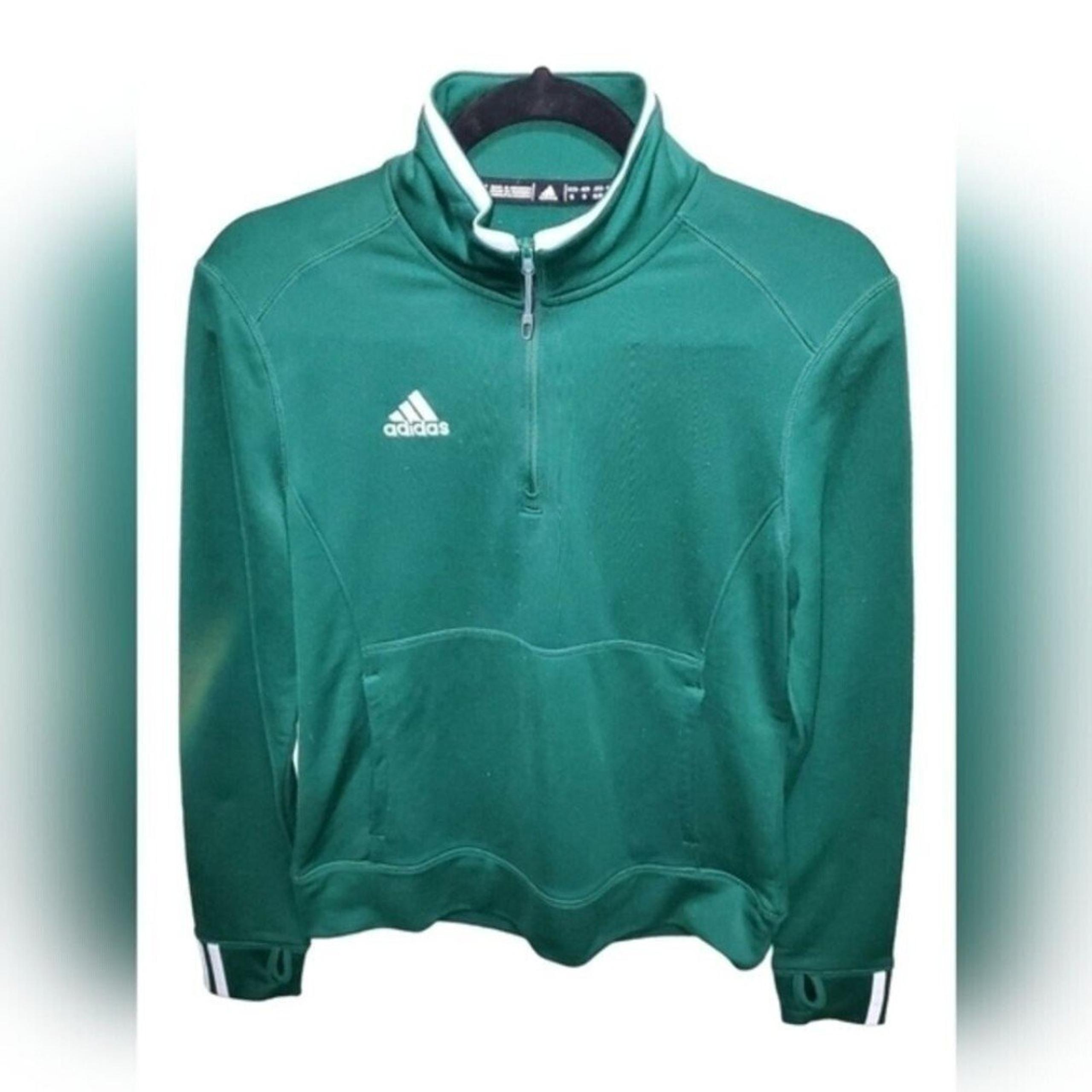 Adidas Women's Green 1/4 Zip Pullover Sweatshirt Size Small