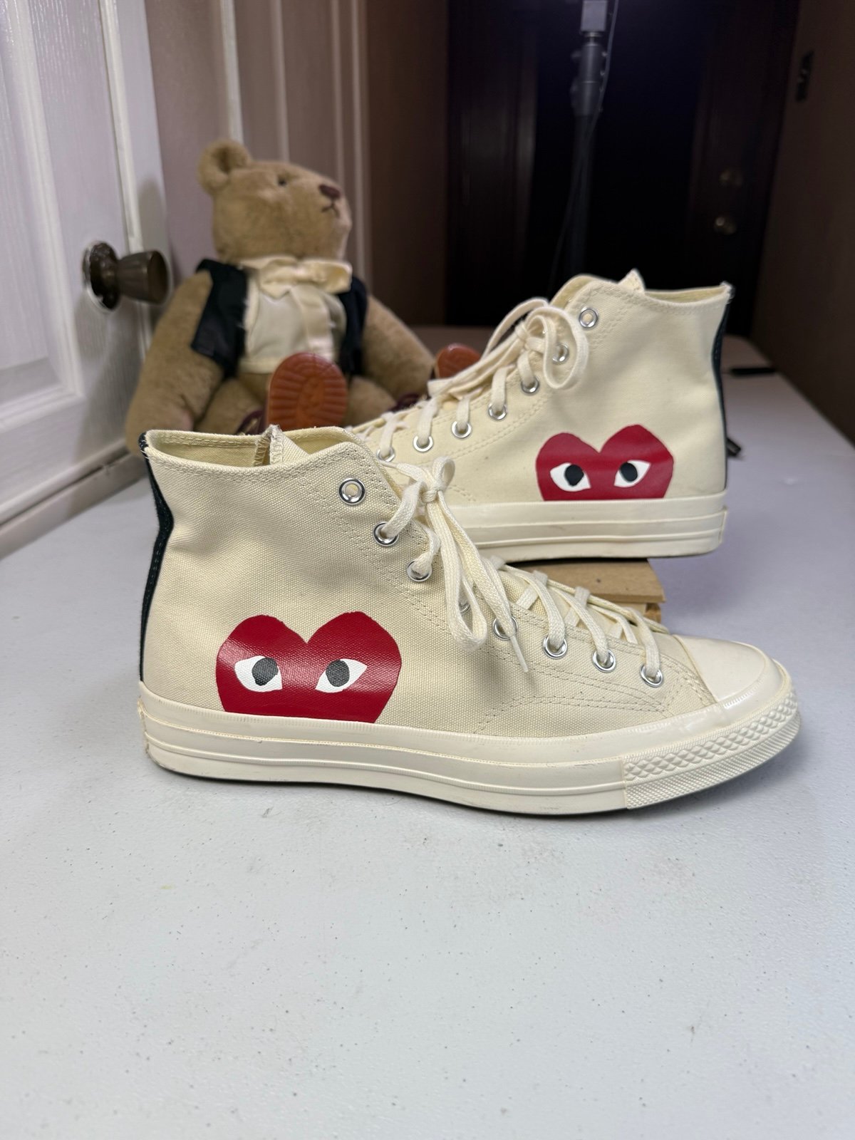 Size 10.5 - Converse Comme des Garçons Play x Chuck 70 High Milk lot